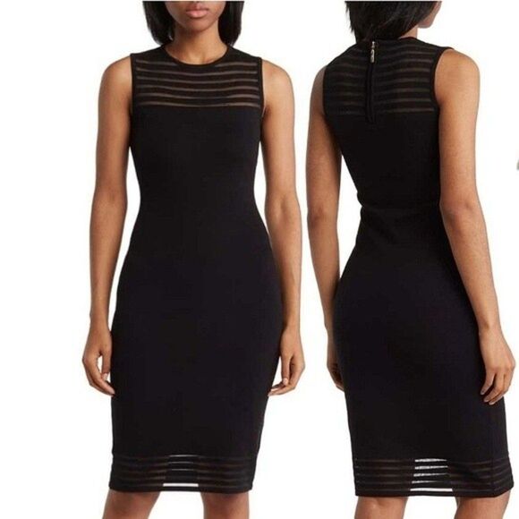 Eliza J Jewel Neck Sleeveless Illusion Dress - Picture 1 of 6